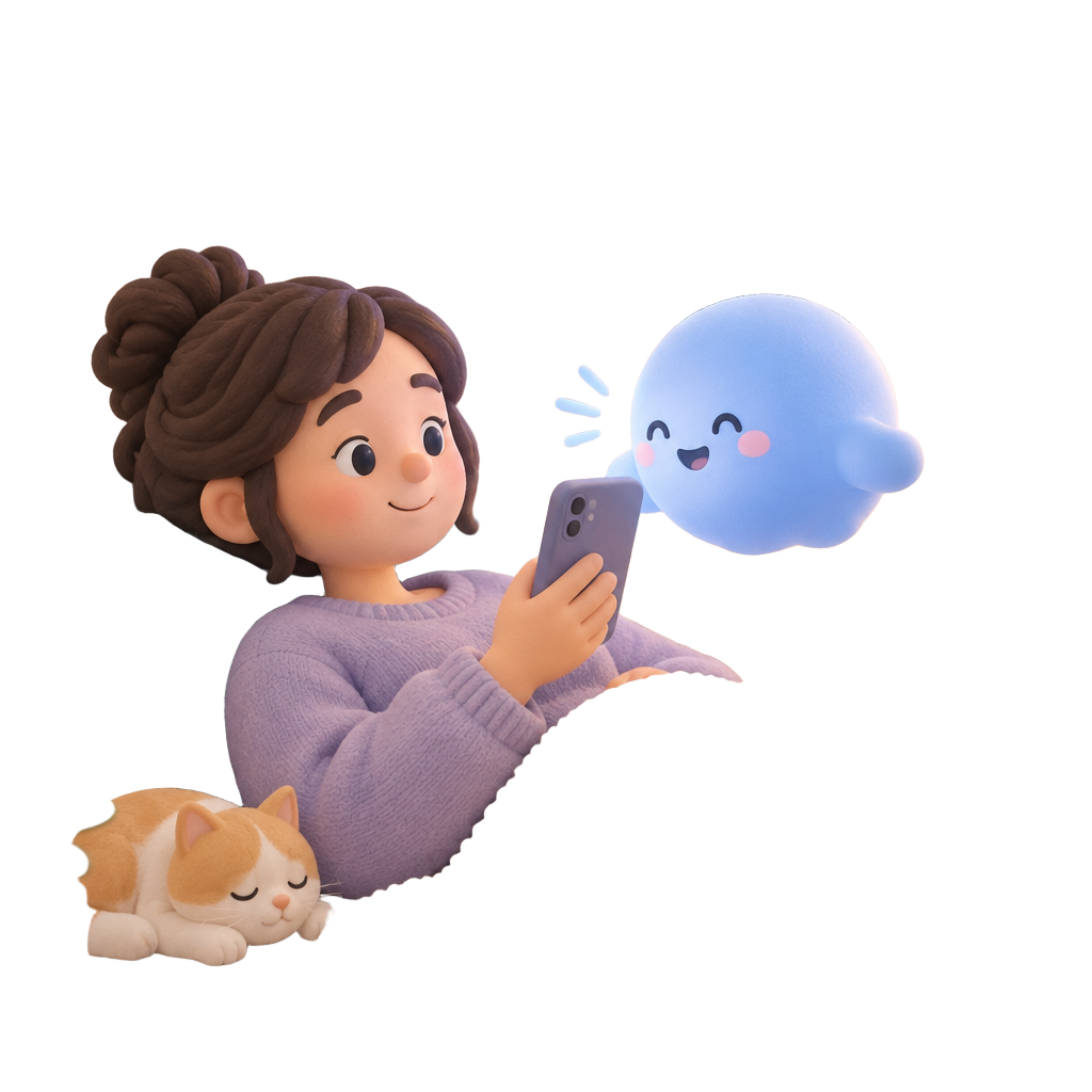 A patient at home in the evening getting an answer from Iris on her phone