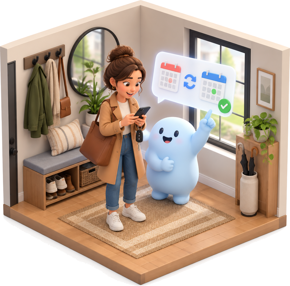 Iris helps a patient manage an appointment from home.